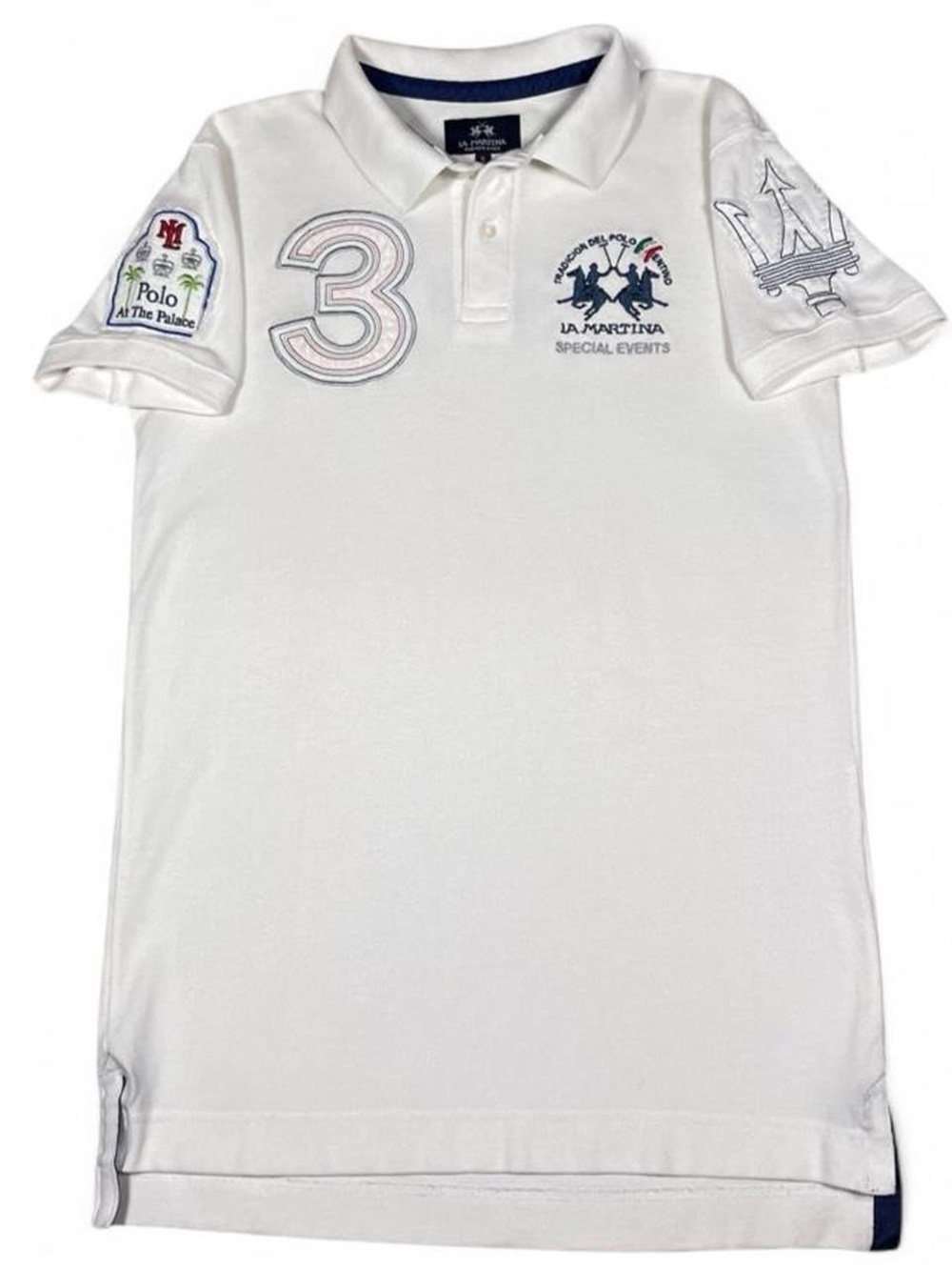 La Martina Maserati Polo Player White Slim Fit Polo Shirt Men’s Size S Crest